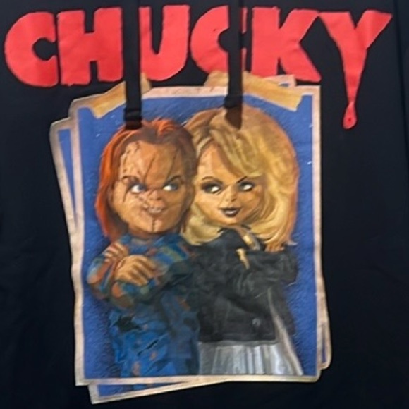 Chucky and Bride of Chucky (Tiffany Valentine) Graphic Black Hoodie Size Large - Picture 5 of 5